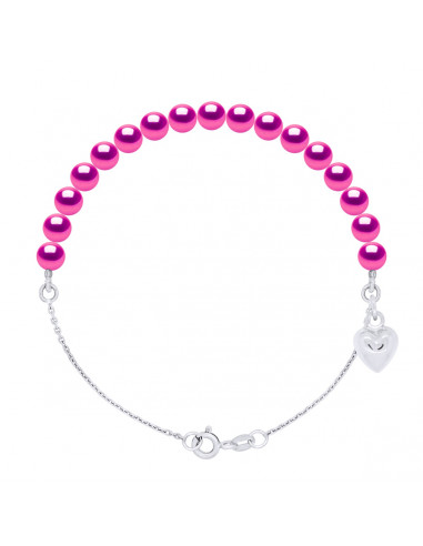 Braccialetto a catena, fascino cardiaco e perline di coltura da 5 mm - 4 colori - Ina