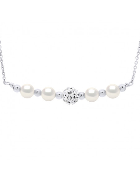 Collier Perles de Culture 6 mm et Cristal Preciosa - 4 Coloris - Argent 925 - GARANCE