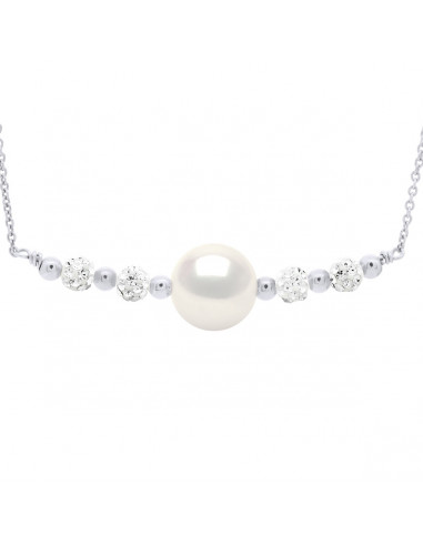 Collana di perle di coltura da 10 mm e cristallo di preciosa - 2 colori - Argento 925 - Wallis