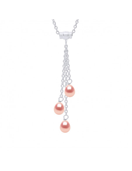 925 silver threesome necklace with 3 pear pear pearls 6 mm - 3 colors - Margo