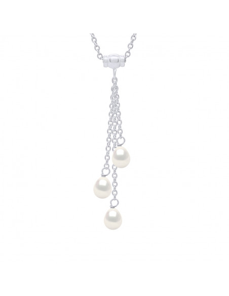 925 silver threesome necklace with 3 pear pear pearls 6 mm - 3 colors - Margo