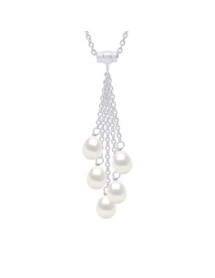 Collier Argent 925 avec 3 Perles de Culture Poires 6 mm - 3 Coloris - MARGO