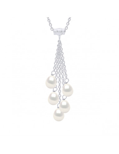 Collana in argento 925 con 3 perle di pera per pera 6 mm - 3 colori - Margo