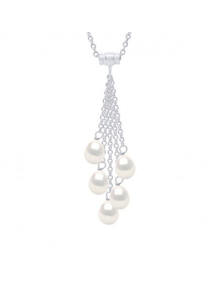 Collana in argento 925 con 3 perle di pera per pera 6 mm - 3 colori - Margo