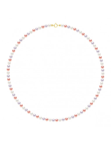 Chiusura a morsetto in oro giallo o oro bianco e perle rotonde da 4 mm - 7 colori - Veronika