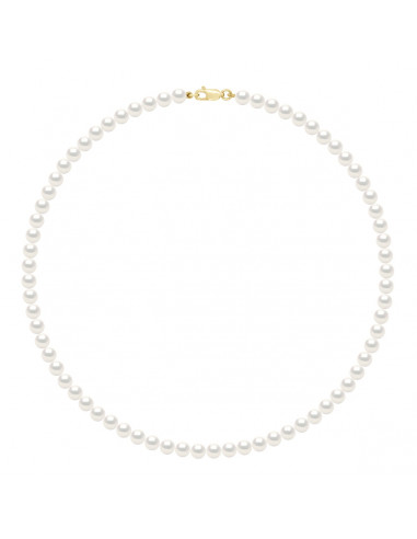 Necklace Rank Carabiner Yellow Gold or White Gold and Round Beads 5 mm - 3 Colors - Agnes