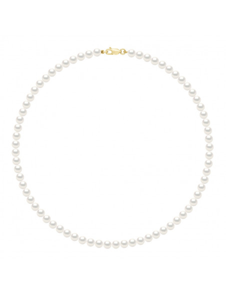 Necklace Rank Carabiner Yellow Gold or White Gold and Round Beads 5 mm - 3 Colors - Agnes