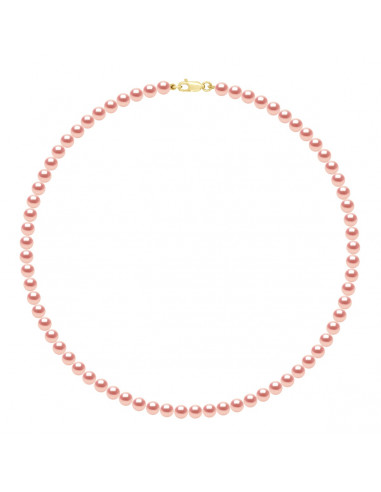 Necklace Rank Carabiner Yellow Gold or White Gold and Round Beads 5 mm - 3 Colors - Agnes