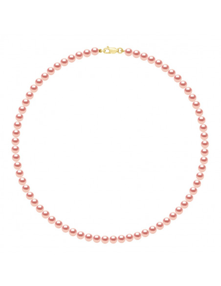 Necklace Rank Carabiner Yellow Gold or White Gold and Round Beads 5 mm - 3 Colors - Agnes