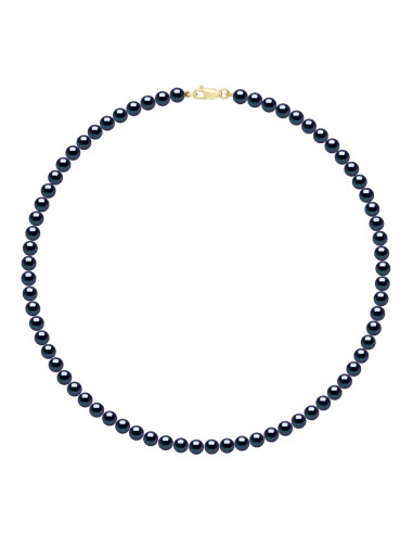 Collar Rango Mosquetón de oro amarillo o oro blanco y cuentas redondas 5 mm - 3 colores - Agnes