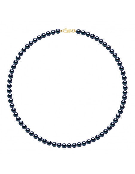 Collana Classifica Carabiner Giallo Giallo o Oro bianco e perline rotonde 5 mm - 3 colori - Agnes