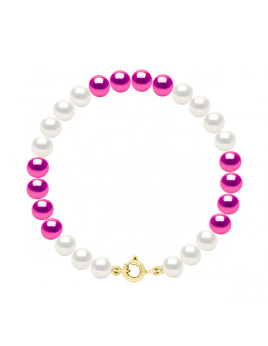 Gold Clasp Bracelet, Culture Beads Round Cultures Alternate Colors 6 mm - 4 Colors - ZOA