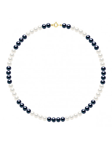 Gold Clasp Necklace, Round Culture Beads Alternate Colors 6 mm - 4 Colors - ZOA