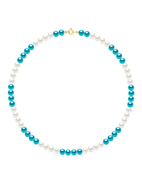 Gold Clasp Necklace, Round Culture Beads Alternate Colors 6 mm - 4 Colors - ZOA