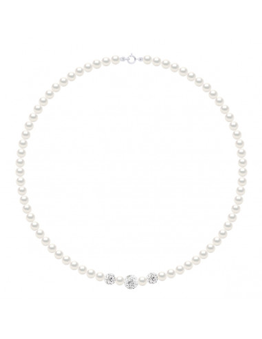 Culture Bead Necklace 5 mm and Crystal Preciosa - 5 Colors - Luana