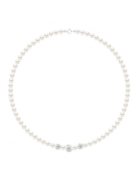 Collier Rang de Perles de Culture 5 mm et Cristal Préciosa - 5 Coloris - LUANA