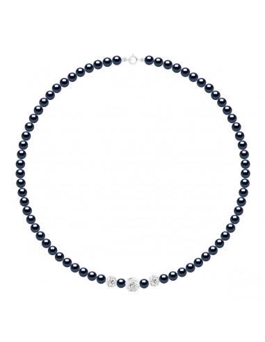 Collana per perline di coltura 5 mm e cristallo Preciosa - 5 colori - Luana