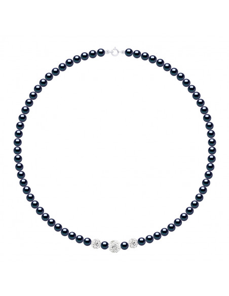 Collana per perline di coltura 5 mm e cristallo Preciosa - 5 colori - Luana