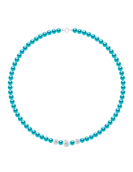 Collana per perline di coltura 5 mm e cristallo Preciosa - 5 colori - Luana