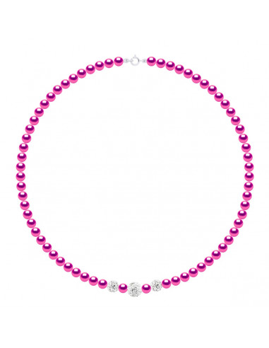 Collana per perline di coltura 5 mm e cristallo Preciosa - 5 colori - Luana