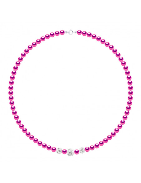 Collana per perline di coltura 5 mm e cristallo Preciosa - 5 colori - Luana