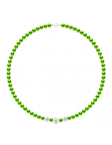 Collana per perline di coltura 5 mm e cristallo Preciosa - 5 colori - Luana