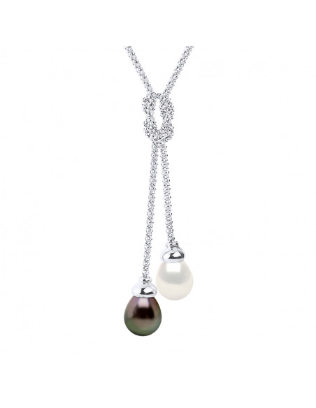 Collier Toi & Moi PRESTIGE Perles de Tahiti et d'Eau Douce Poires 9 mm - KARAYA