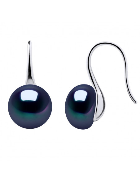 Crochet d'Oreilles en Argent 925 et Perles de Culture Boutons 9 mm - 6 Coloris - TESSA