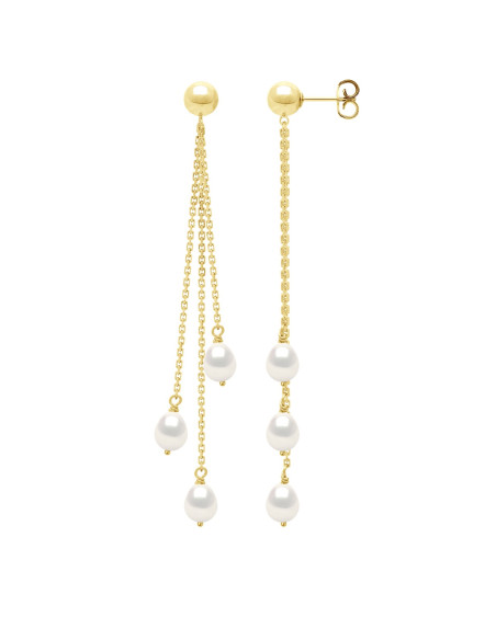 Boucles d'Oreilles Pendantes en Vermeil - 6 Perles de Culture 5 mm - IDA