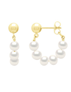Boucles d'Oreilles Pendantes  en Vermeil- Véritables Perles de Culture d'Eau Douce Poires 5-6 mm