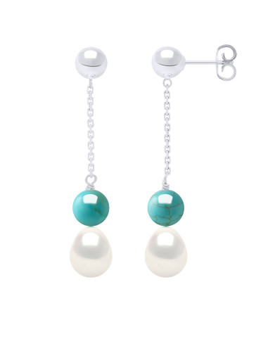 Orecchini a sospensione 3 perline di coltura barocca 6 mm in argento 925 - Alba