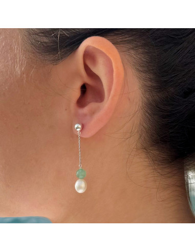 Orecchini a sospensione 3 perline di coltura barocca 6 mm in argento 925 - Alba