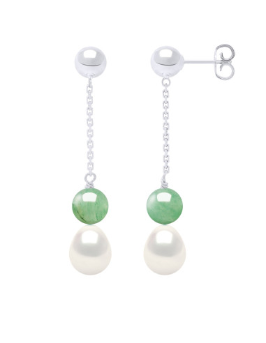 Orecchini a sospensione 3 perline di coltura barocca 6 mm in argento 925 - Alba