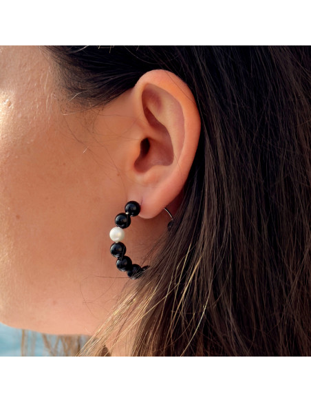 Creoles Pearl Culture and Black Obsites-Silver 925-Cassiopee