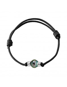 925 Silber Silber Link Armband und Tahiti Perle 10 mm - Munoko