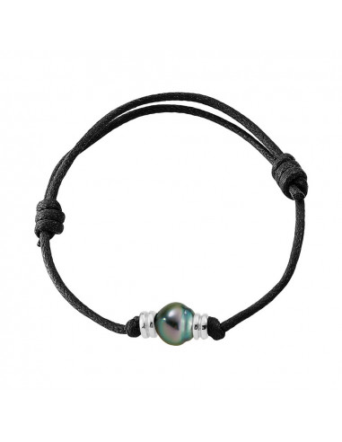 925 Silber Silber Link Armband und Tahiti Perle 10 mm - Munoko