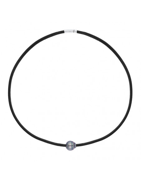 Collana per perle Tahiti Circled 9-10 mm Neoprene - Argento 925 - Tepaku
