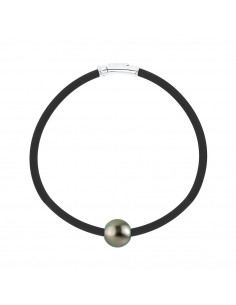 Bracelet Néoprène et Véritable Perle de Tahiti