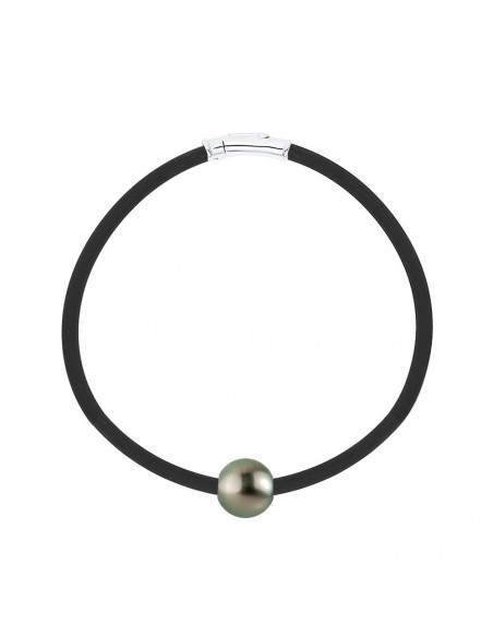 Neoprene bracelet and true pearl of Tahiti