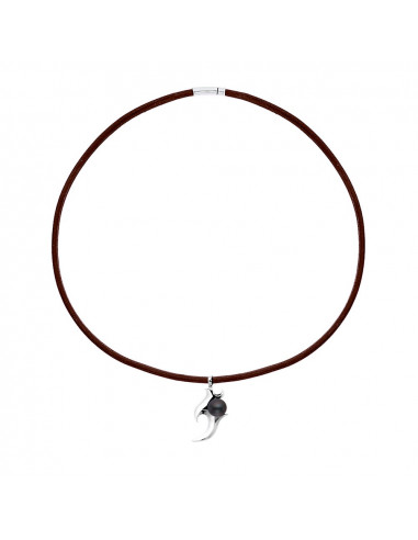 Solid silver tribal pendant and real pearl