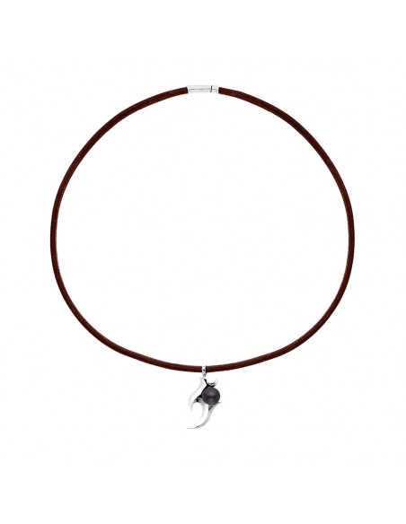 Solid silver tribal pendant and real pearl