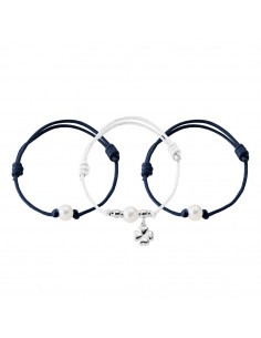 Conjunto de 3 pulseras - cuentas verdaderas - plata de plata