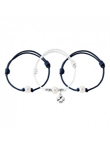 Conjunto de 3 pulseras - cuentas verdaderas - plata de plata