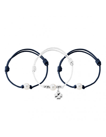 Set von 3 Armbändern - Echte Perlen - Massive Silber