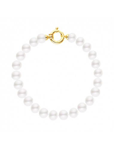 Bracciale in oro giallo e perle bianche reali