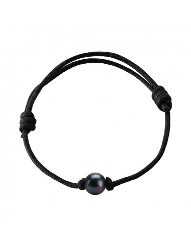 Genuine black freshwater pearl bracelet black cord