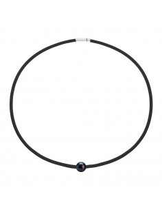 Collier Neoprène Véritable Perle et Fermoir Argent massif