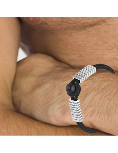 Echtes schwarzes Perlen-Neopren-Armband