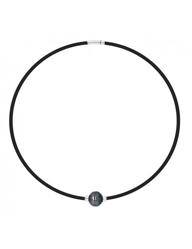 Collar de perlas de Tahitian genuino y plateados plateados