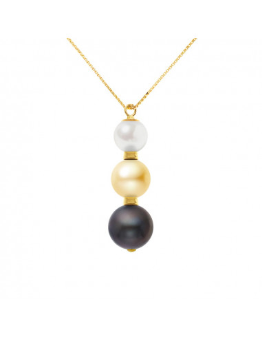Giallo in oro collana trio di perle vere